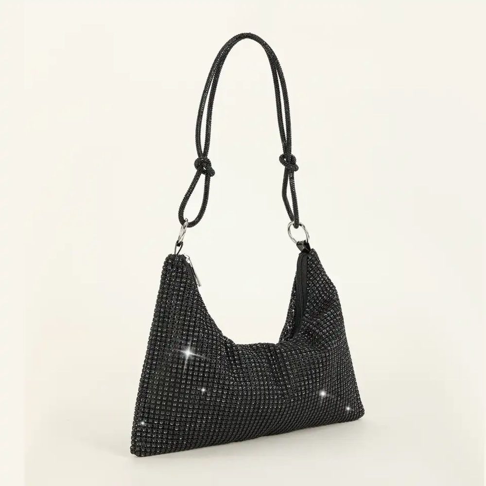 Black Rhinestone Shoulder Bag - Picture 2 of 2